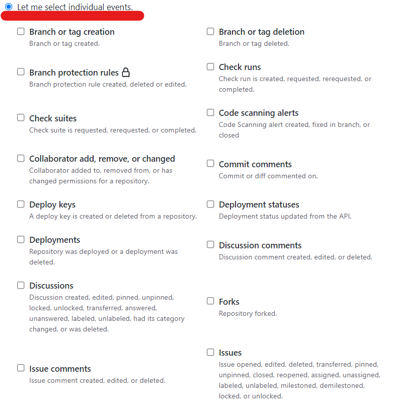 GitHub Webhook - Choose Events 1